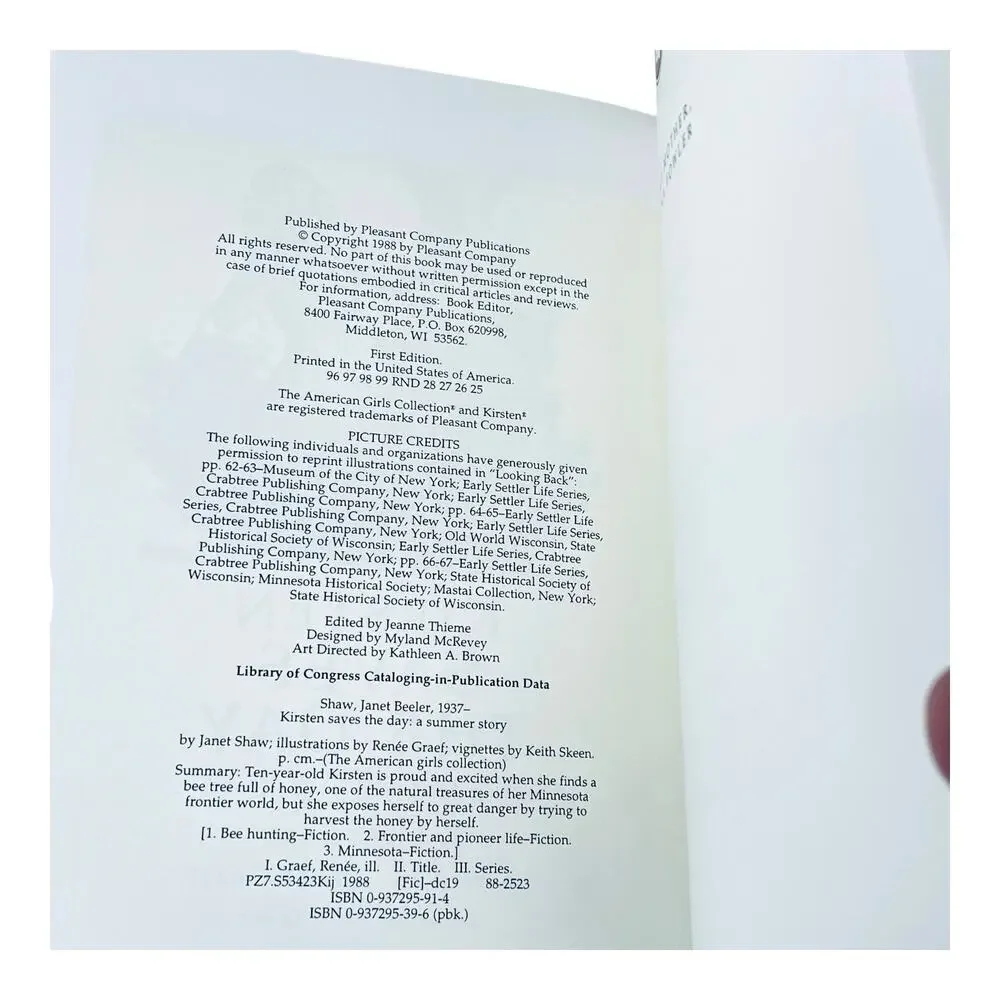 American Girl Kirsten Saves The Day Book Pleasant Co Summer Storybook Paperback